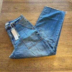 Daze Denim Blue Size 32 Pleaser Utility High Rise Wide Leg Ankle Jeans 535